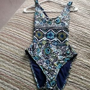 Green and blue bathing suit